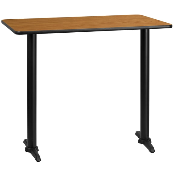 Emma + Oliver 30"x48" Natural Laminate Bar Table Top-5"x22" Bases