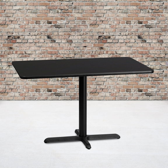 Emma + Oliver 30"x48" Rectangular Black Laminate Table Top with 23.5"x29.5" Base
