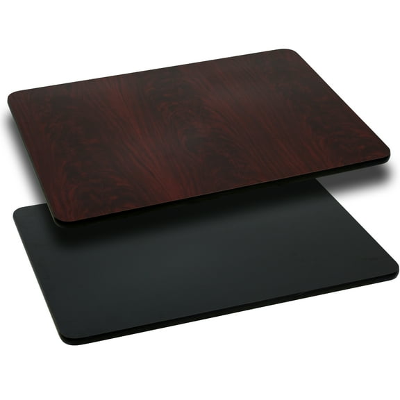 Emma + Oliver 30"x60" Rectangular Black/Mahogany Reversible Laminate Table Top