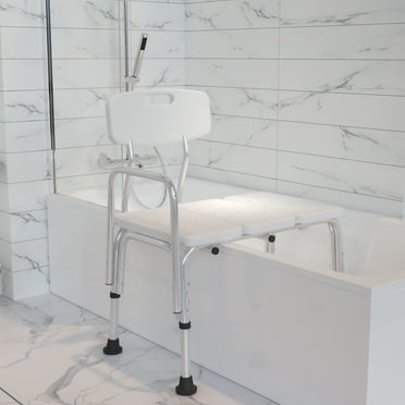Emma + Oliver 300 Lb. Capacity, Adjustable White Bath & Shower Medical Transfer Bench