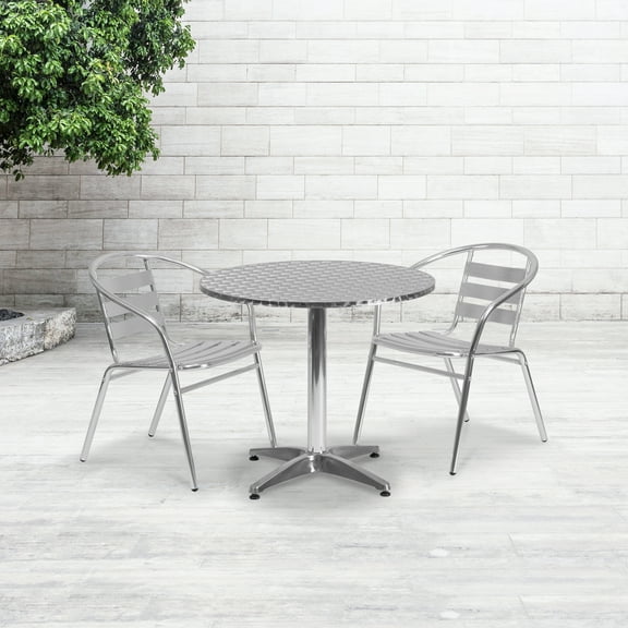 Emma + Oliver 31.5" Round Aluminum Indoor-Outdoor Table