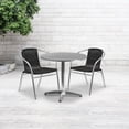 thumbnail image 1 of Emma + Oliver 31.5" Round Aluminum Table Set-2 Black Rattan Chairs, 1 of 13