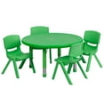 thumbnail image 1 of Emma + Oliver 33" Round Green Plastic Adjustable Activity Table Set-4 Chairs, 1 of 2