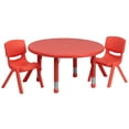 thumbnail image 1 of Emma + Oliver 33" Round Red Plastic Adjustable Activity Table Set-2 Chairs, 1 of 3