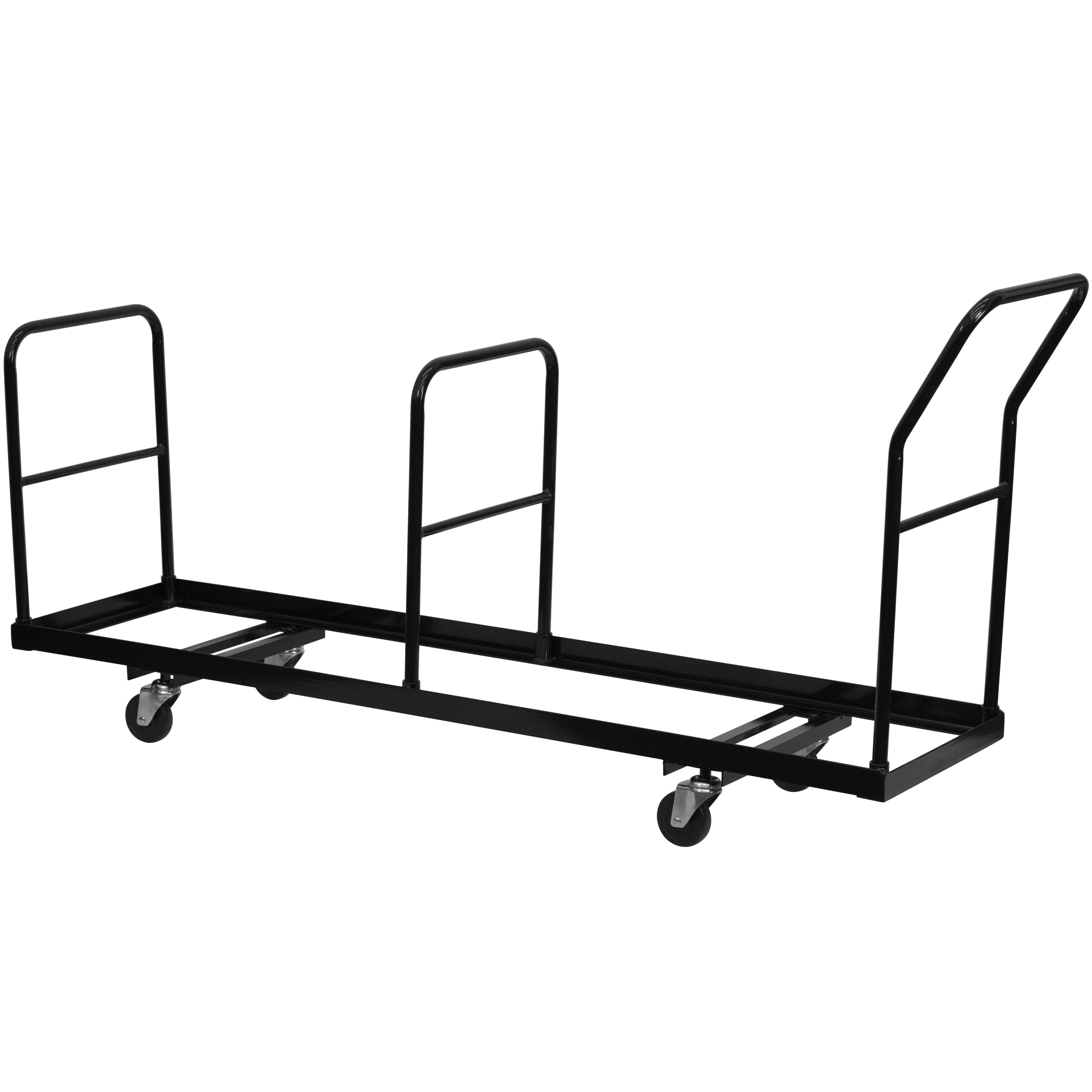 Black Steel Flat Dolly with Swivel Casters for Chair Storage
