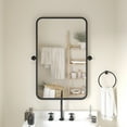 thumbnail image 1 of Emma + Oliver 35" x 27" Rectangular Pivot Wall Mirror with Slim Black Frame and Silver Backed Glass for Clarity for Bathrooms, 1 of 11