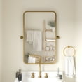 thumbnail image 1 of Emma + Oliver 35" x 27" Rectangular Pivot Wall Mirror with Slim Gold Frame and Silver Backed Glass for Clarity for Bathrooms, 1 of 11