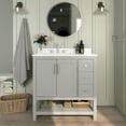 thumbnail image 1 of Emma + Oliver 36 Inch Bathroom Vanity, Single Sink Cabinet with 2 Soft Close Doors, Open Shelf and 3 Drawers, Carrara Marble Finish Countertop, Gray, 1 of 12