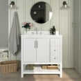 thumbnail image 1 of Emma + Oliver 36 Inch Bathroom Vanity, Single Sink Cabinet with 2 Soft Close Doors, Open Shelf and 3 Drawers, Carrara Marble Finish Countertop, White, 1 of 12