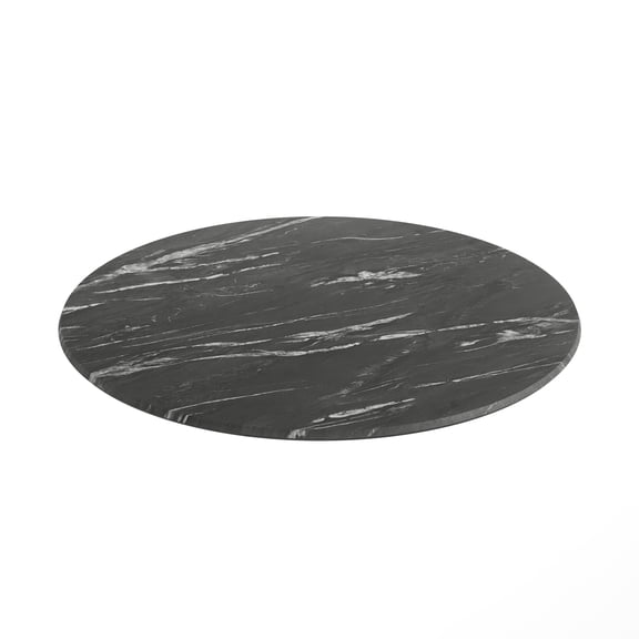 Emma + Oliver 36" Round Black Faux Marble Indoor Outdoor HPL Wrapped Tabletop, Seamless Edge, Scratch & Stain Resistant, Commercial Grade