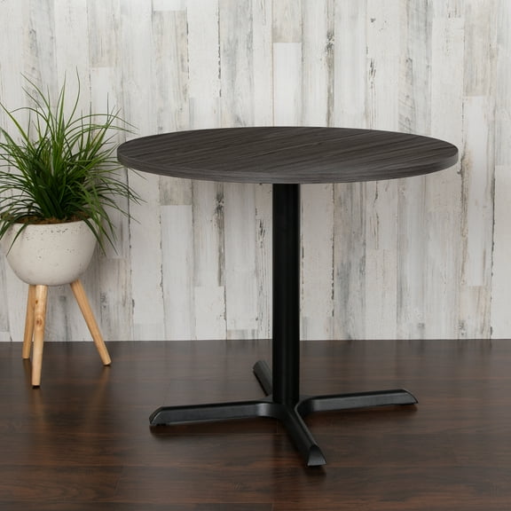 Emma + Oliver 36" Round Multi-Purpose Conference Table in Rustic Gray-Meeting Table for Office