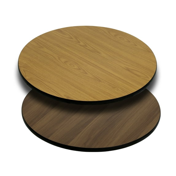 Emma + Oliver 36" Round Natural/Walnut Reversible Laminate Table Top