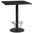 thumbnail image 1 of Emma + Oliver 36" Square Black Laminate Bar Table Top-24"RD Base/Foot Ring, 1 of 2