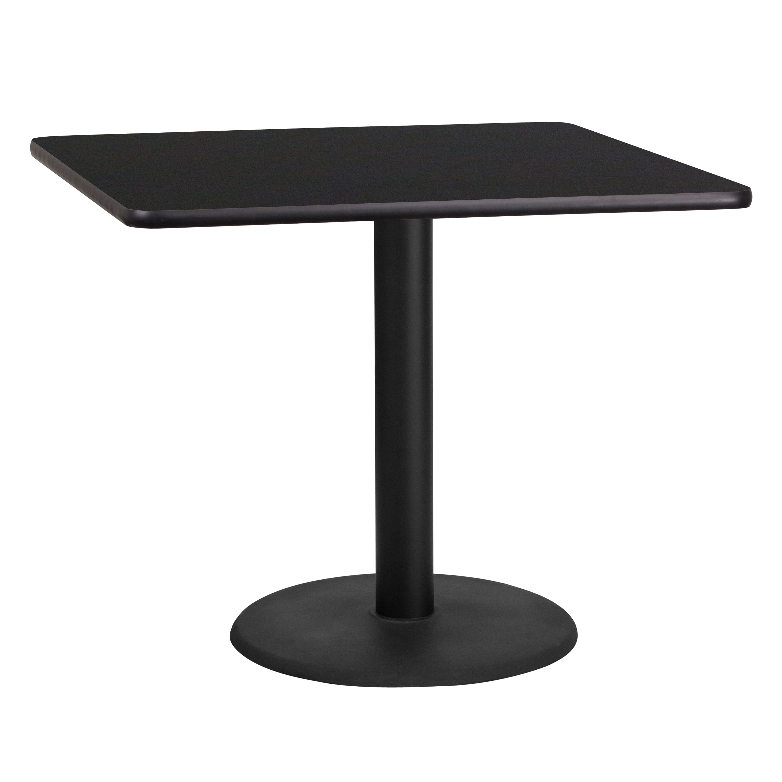 Emma 36" Square Black Laminate Dining Table with Cast Iron Base