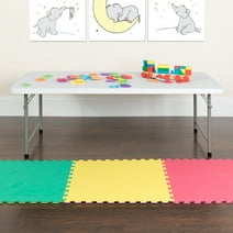 Emma + Oliver 4.93-Foot Kid's Granite White Plastic Folding Activity Table - Play Table