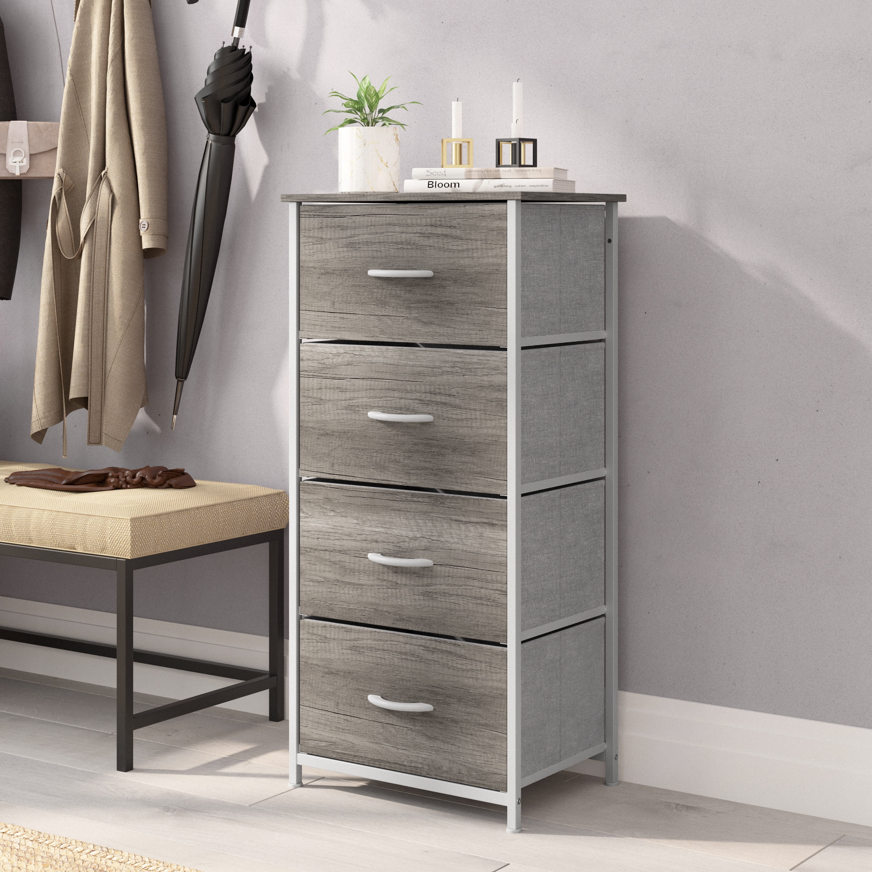 Emma + Oliver 4 Drawer Storage Dresser with Black Cast Iron Frame