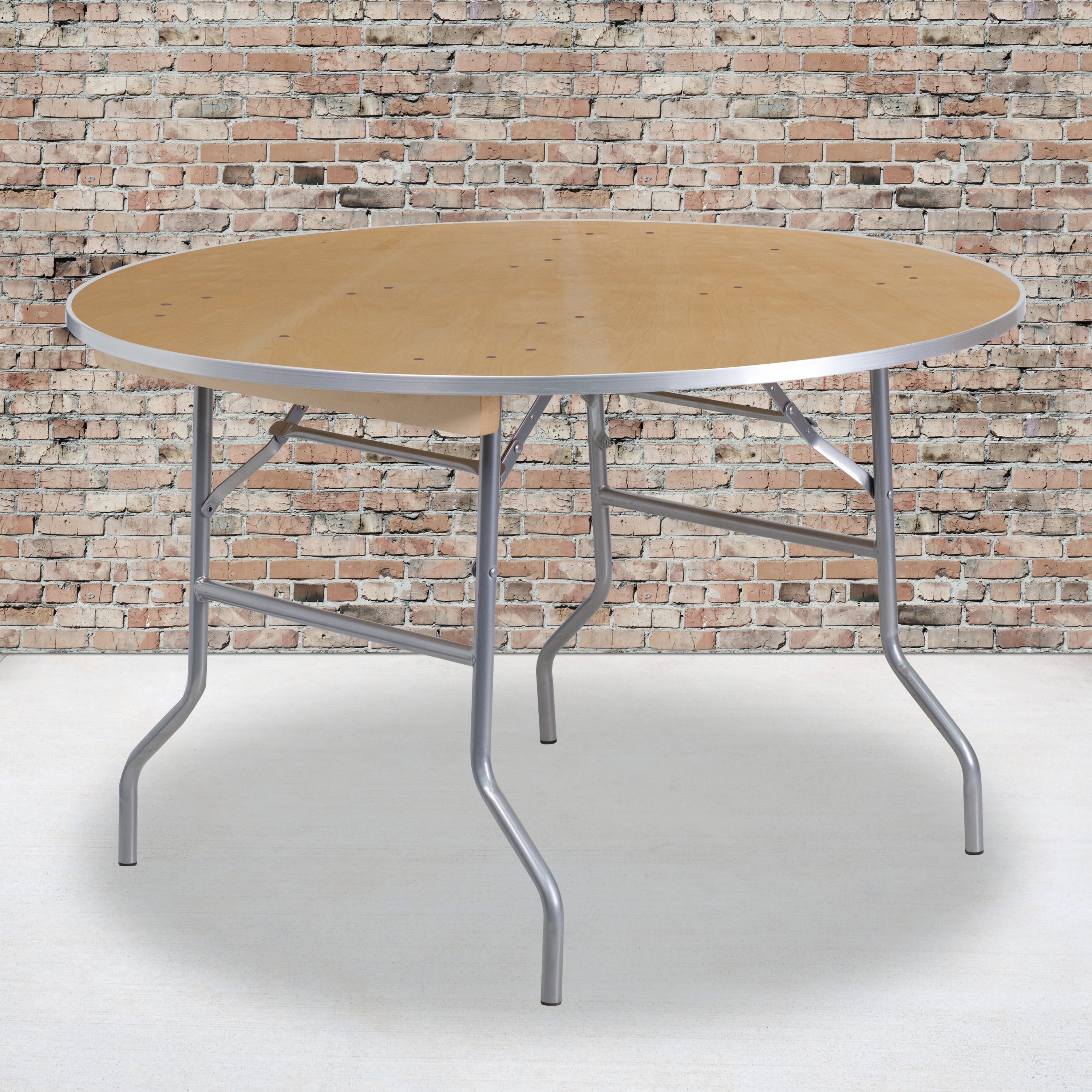 Emma + Oliver 4Foot Round HEAVY DUTY Birchwood Folding Banquet Table