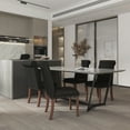 thumbnail image 1 of Emma + Oliver 4 PK Black Faux Leather Upholstered Rolled Back Parsons Chair with Nailhead Trim & Walnut Finished Frame with Plastic Floor Glides, 1 of 13