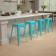 thumbnail image 1 of Emma + Oliver 4 Pack 24" High Metal Indoor Counter Bar Stool - Stackable Stool, Teal, 1 of 15