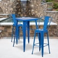 thumbnail image 1 of Emma + Oliver 4 Pack 30" High Blue Metal Indoor-Outdoor Barstool with Back - Kitchen Furniture, 1 of 12