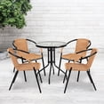 thumbnail image 1 of Emma + Oliver 4 Pack Beige Rattan Indoor-Outdoor Restaurant Stack Chair with Curved Back, 1 of 15