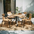 thumbnail image 1 of Emma + Oliver 4 Pack Beige Rattan Indoor-Outdoor Restaurant Stack Chair with Curved Back, 1 of 13