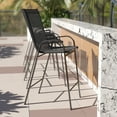 thumbnail image 1 of Emma + Oliver 4 Pack Black Outdoor Barstool with Flex Comfort Material and Metal Frame, 1 of 16