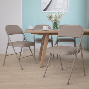 Emma + Oliver 4 Pack Double Braced Gray Vinyl Folding Chair