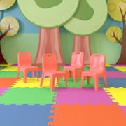 Emma + Oliver 4 Pack Red Plastic Stack School Chair with Carrying Handle and 11" Seat Height