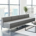 thumbnail image 1 of Emma + Oliver 4 Piece Gray LeatherSoft Modular Reception Lounge Set - Reception Bench, 1 of 9