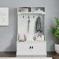 thumbnail image 1 of Emma + Oliver 40" Wide Hallway Tree with Storage Bench, Coat Hooks, and Upper Storage Compartments in White, 1 of 14
