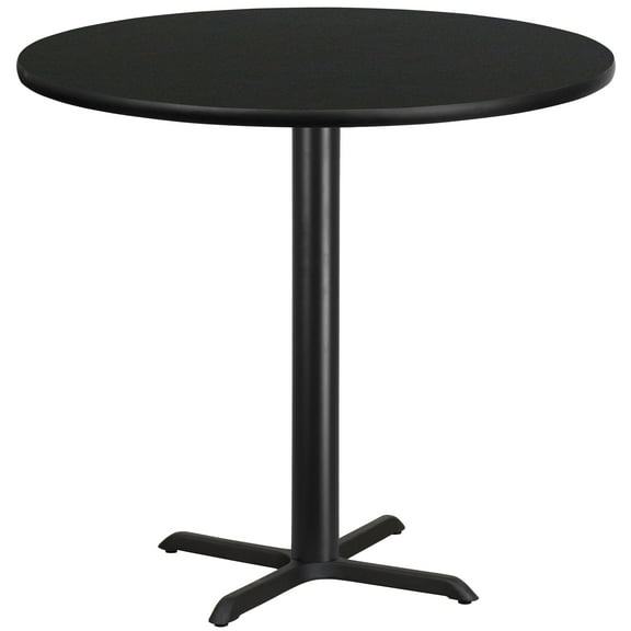 Emma + Oliver 42"RD Black Laminate Bar Table Top-33"x33" Base