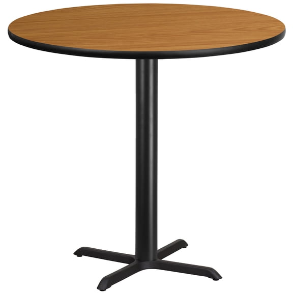 Emma + Oliver 42"RD Natural Laminate Bar Table Top-33"x33" Base