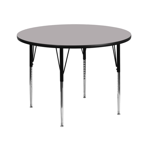 Emma + Oliver 42" Round Grey Thermal Laminate Adjustable Activity Table