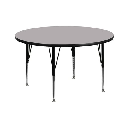 Emma + Oliver 42" Round Grey Thermal Laminate Preschool Activity Table