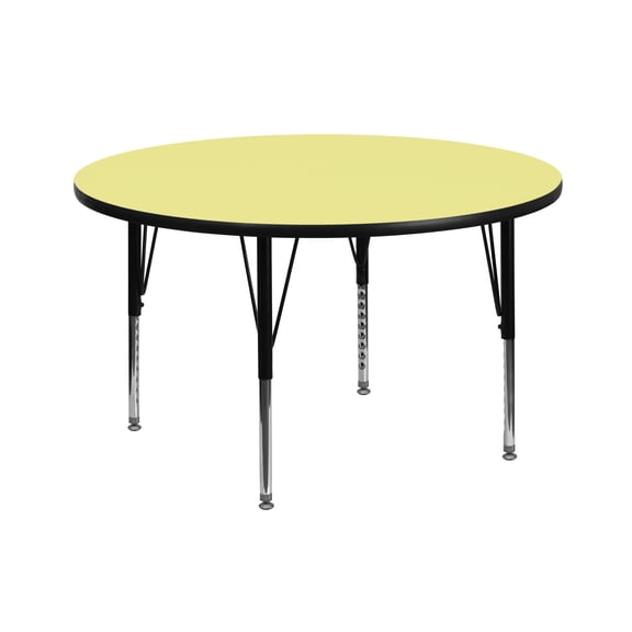 Emma + Oliver 42" Round Yellow Thermal Laminate Preschool Activity Table
