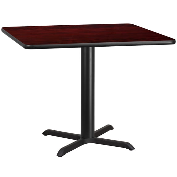 Emma + Oliver 42" Square Mahogany Laminate Table Top with 33"x33" Base