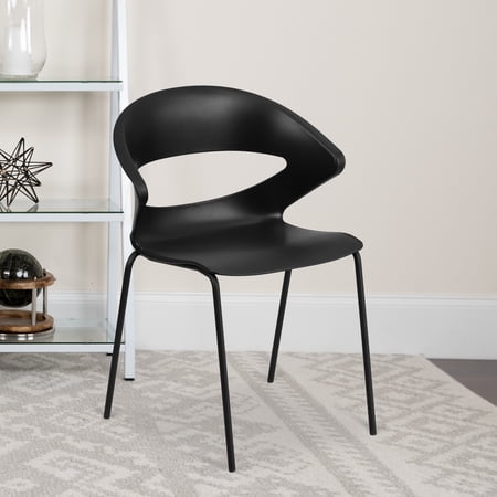 Emma + Oliver 440 lb. Capacity Black Plastic Stack Office Side Chair