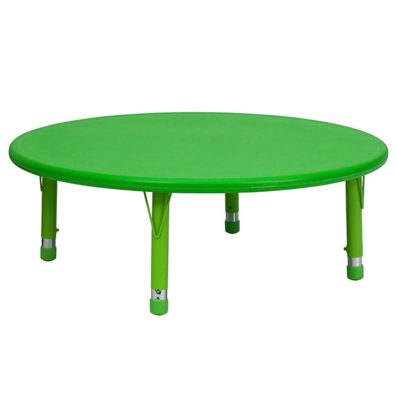 Emma + Oliver 45" Round Green Plastic Height Adjustable Activity Table