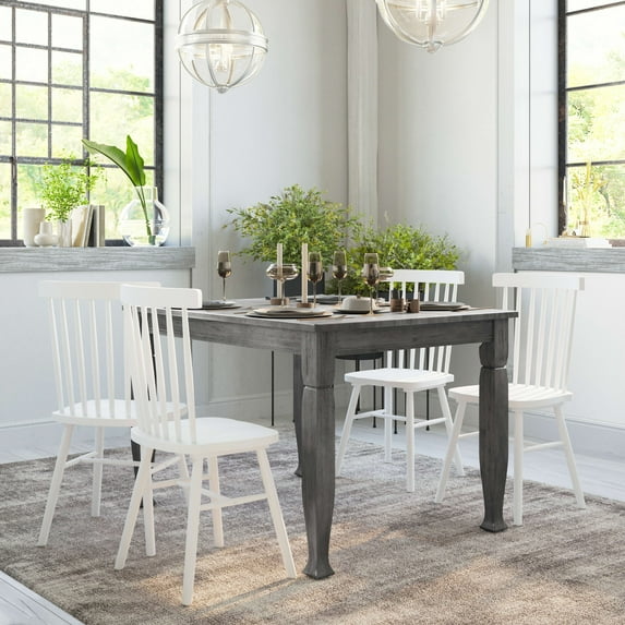 Emma + Oliver 47" Rectangle Wood Dining Table for 4 with Turned Wooden Legs in Antique Gray