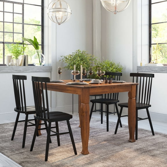 Emma + Oliver 47" Rectangle Wood Dining Table for 4 with Turned Wooden Legs in Matte Walnut