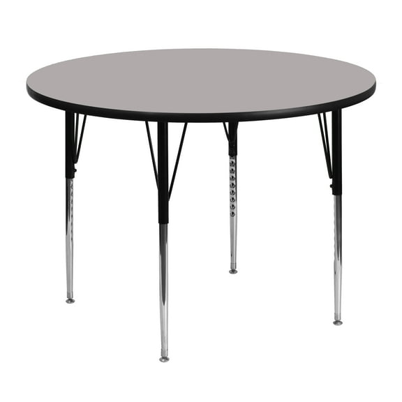 Emma + Oliver 48" Round Grey HP Laminate Adjustable Activity Table