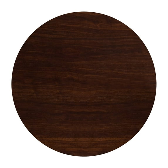Emma + Oliver 48" Round High-Gloss Walnut Resin Table Top with 2" Thick Drop-Lip