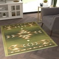 thumbnail image 1 of Emma + Oliver 4x5 Olefin Accent Rug with Southwestern Geometric Arrow Design in Green, Black, Beige & Ivory and Natural Jute Backing, 1 of 6