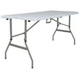 thumbnail image 1 of Emma + Oliver 5-Foot Height Adjustable Bi-Fold Granite White Plastic Folding Table with Handle, 1 of 6