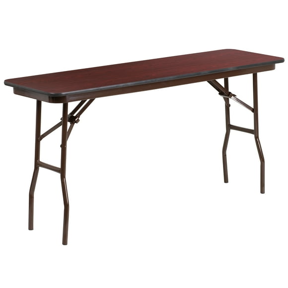 Emma + Oliver 5-Foot High Pressure Mahogany Laminate Folding Training Table