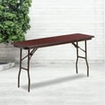 thumbnail image 1 of Emma + Oliver 5-Foot Mahogany Melamine Laminate Folding Training/Seminar Table - Event Table, 1 of 12