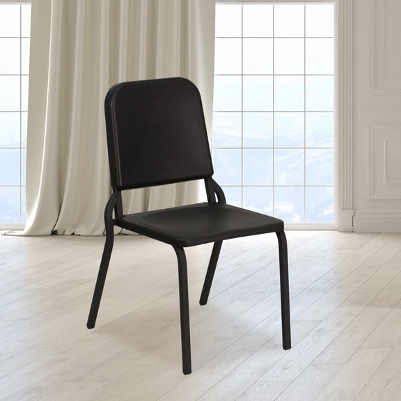 Emma + Oliver 5 Pack Black High Density Stack Melody Band/Music Chair - School & Classroom Chair