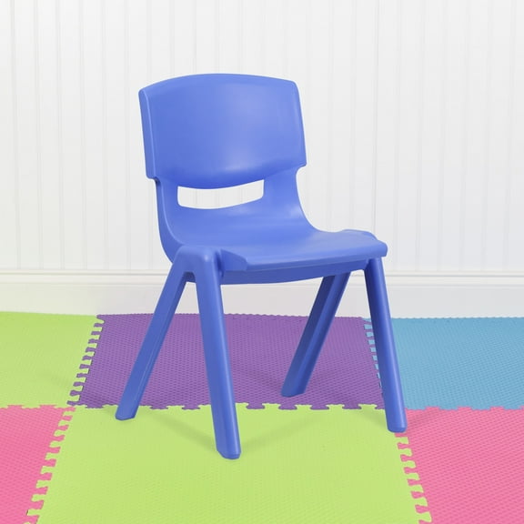 Emma + Oliver 5 Pack Blue Plastic Stackable School Chair with 15.5" Seat Height