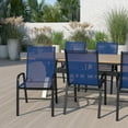 thumbnail image 1 of Emma + Oliver 5 Pack Navy Outdoor Stack Chair with Flex Comfort Material - Patio Stack Chair, 1 of 14